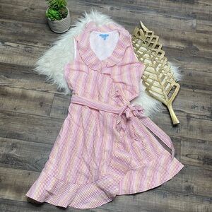 Draper James Wrap Dress Pink Striped Knee Length Dress
